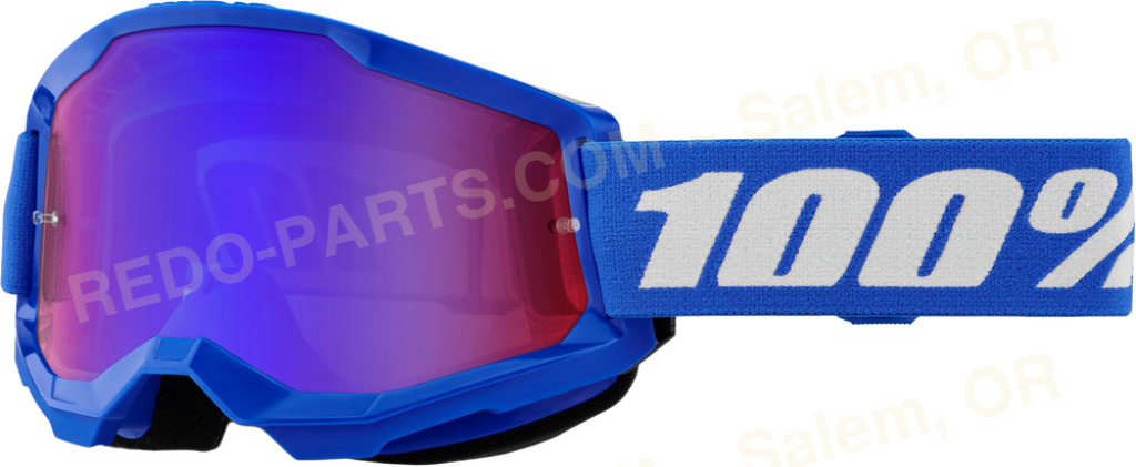 100 Percent Strata 2 Goggles Blue White Mirror Red/Blue Lens *NEW* Riding Gear