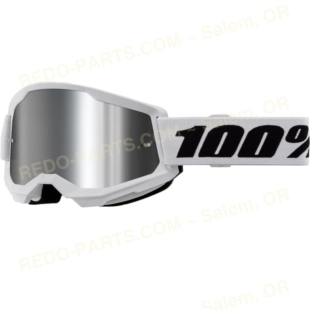 100 Percent Strata 2 Goggles White Black Mirror Silver Lens *NEW* Riding Gear