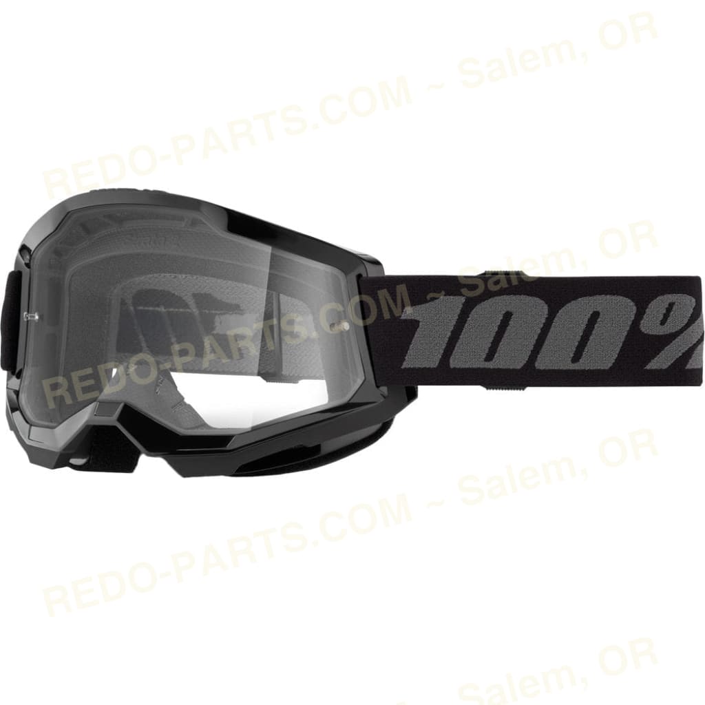100% Strata 2 Goggles Black Gray Clear Lens *NEW* Riding Gear
