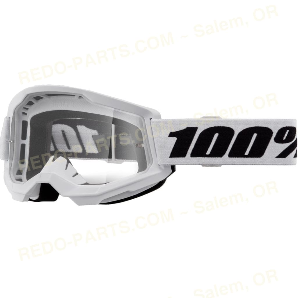 100% Strata 2 Goggles White Black Clear Lens *NEW* Riding Gear