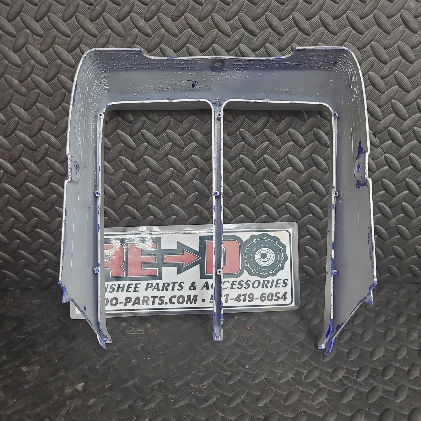 OEM Radiator Cover Blue Painted Silver *USED*