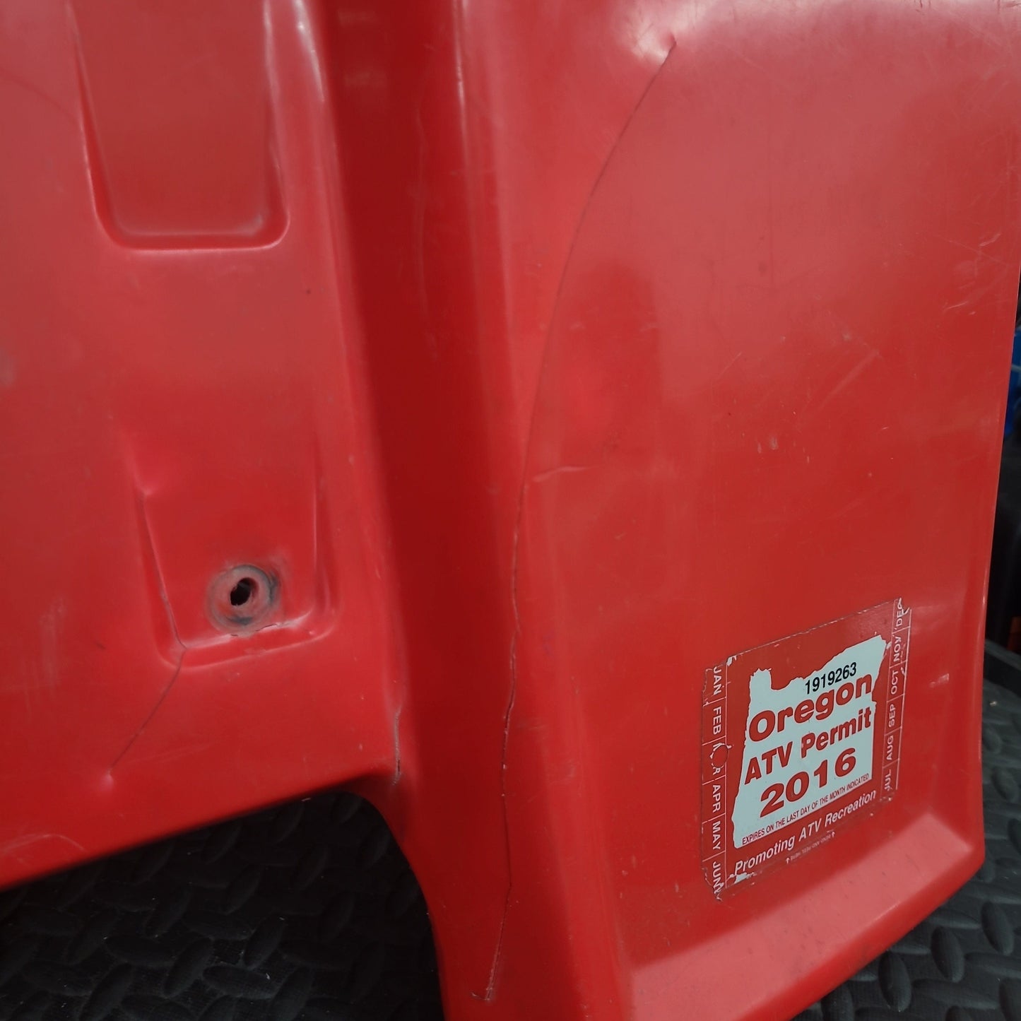 OEM Rear Fender Damaged Red *USED*