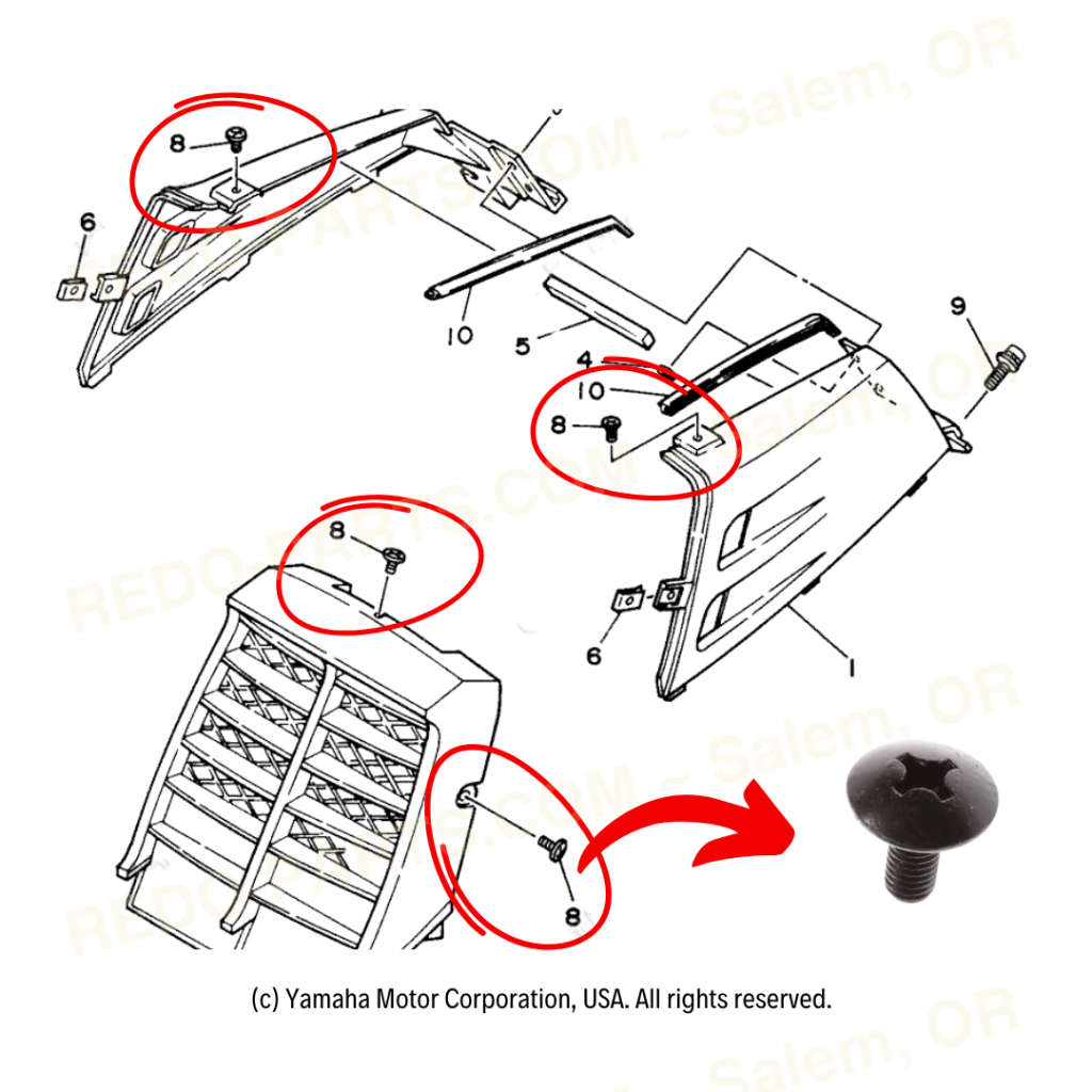 Factory OEM Radiator and Tank Cover Bolt 1 pc *NEW* Parts - New