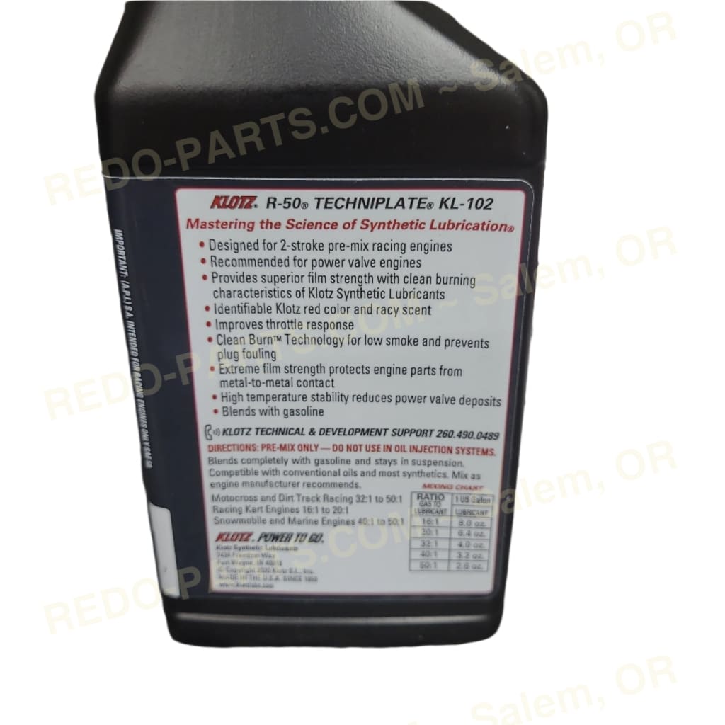 KLOTZ R-50 Racing 2-Stroke Pre-Mix Techniplate Synthetic Oil 1 Pint *NEW* Parts - New