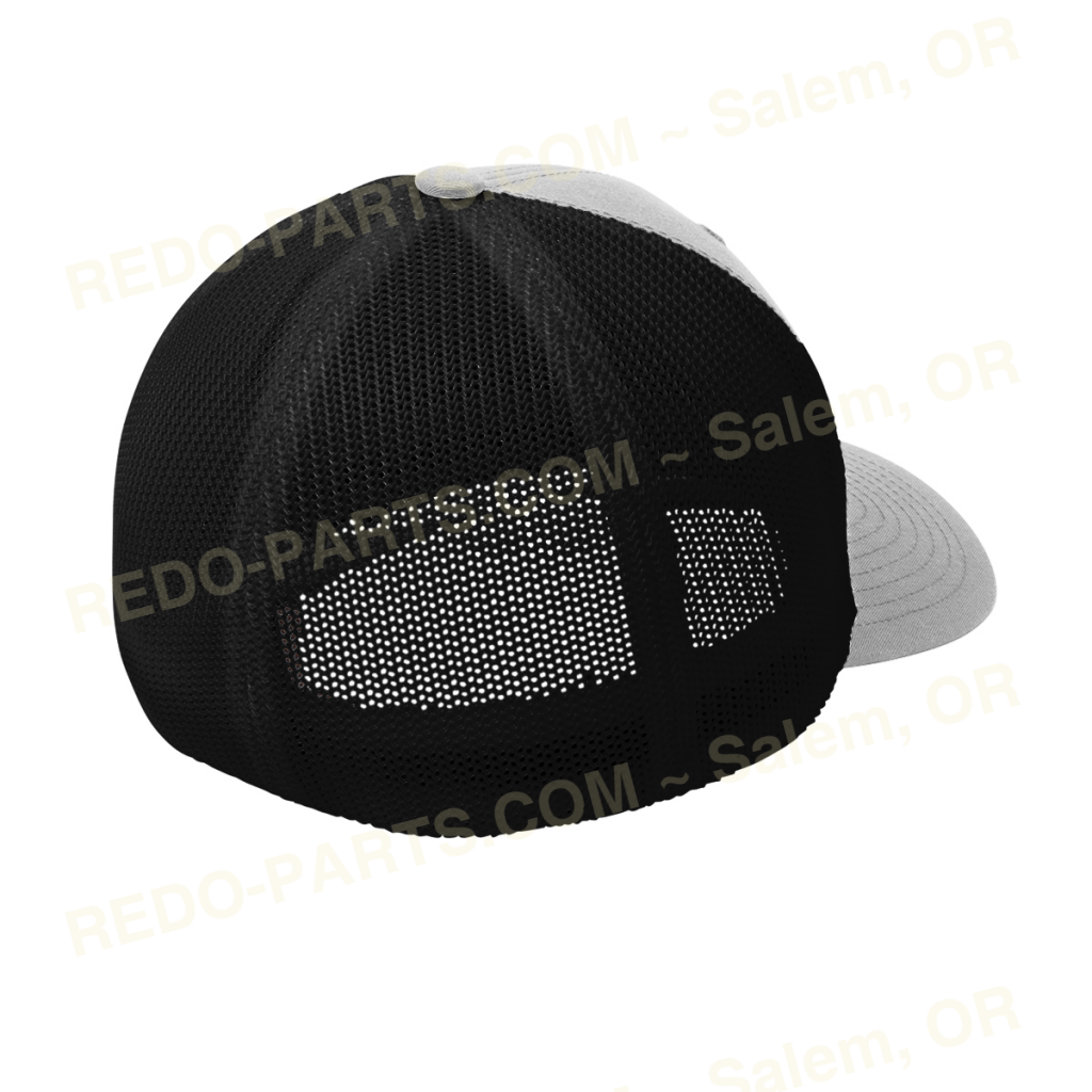 Re-Do Logo Trucker Flexfit Hat Red White Logo Silver with Black Mesh *NEW* Swag