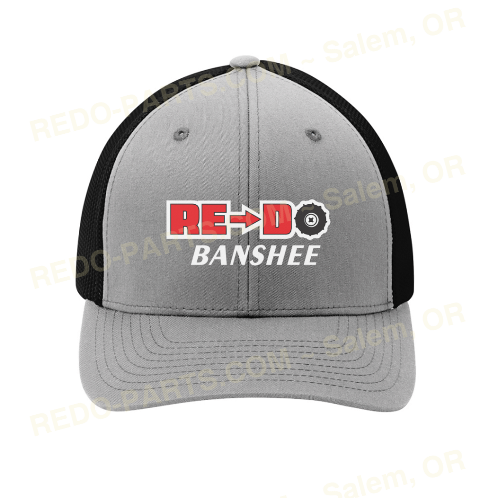 Re-Do Logo Trucker Flexfit Hat Red White Logo Silver with Black Mesh *NEW* Swag