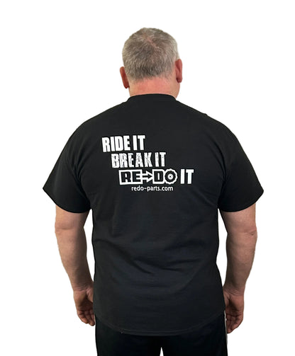 Men's Black SS Tee, Red & White Logo *NEW*