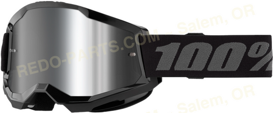 100 Percent Strata 2 Goggles Black Gray Mirror Silver Lens *NEW* Riding Gear