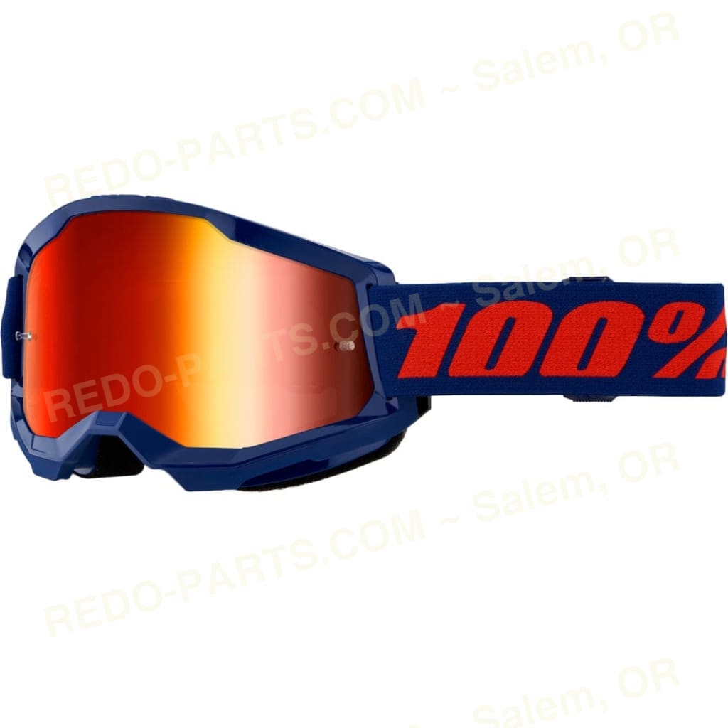 100 Percent Strata 2 Goggles Navy Red Mirror Red Lens *NEW* Riding Gear