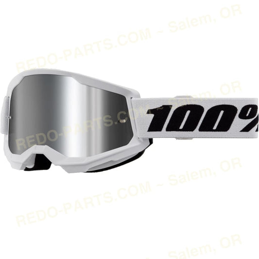 100 Percent Strata 2 Goggles White Black Mirror Silver Lens *NEW* Riding Gear