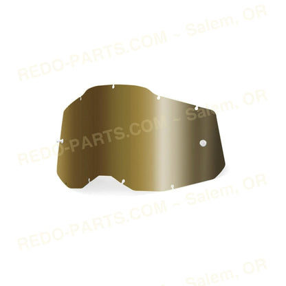 100% Replacement Mirror Lens With Posts Racecraft 2 / Accuri 2 / Strata 2 *NEW* Mirror True Gold Riding Gear
