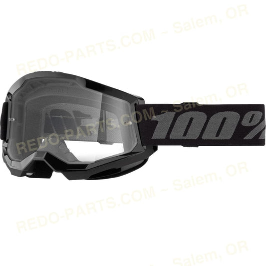 100% Strata 2 Goggles Black Gray Clear Lens *NEW* Riding Gear