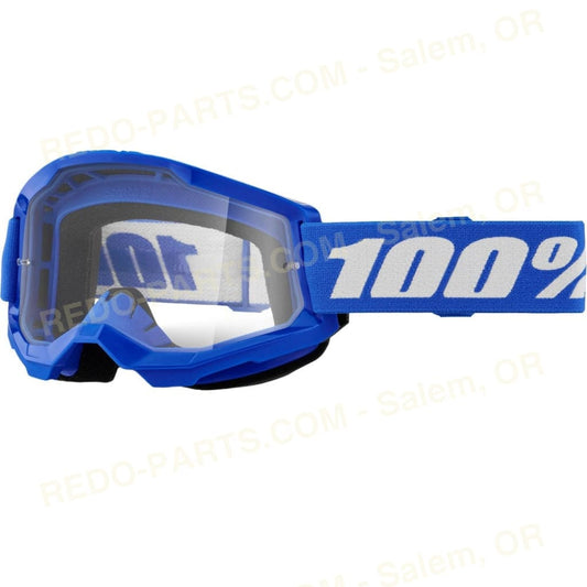 100% Strata 2 Goggles Blue White Clear Lens *NEW* Riding Gear