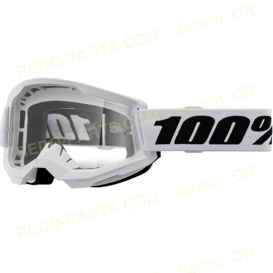 100% Strata 2 Goggles White Black Clear Lens *NEW* Riding Gear