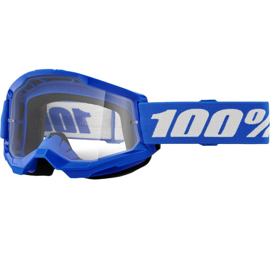 100% Strata 2 Goggles, Blue, White, Clear Lens *NEW*