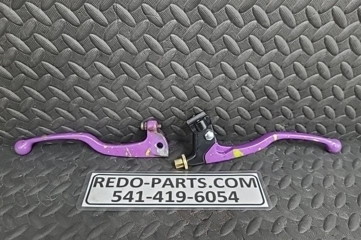 Factory OEM Modified Brake and Clutch Levers, Set of 2, Painted Purple w/ Splatter *USED*