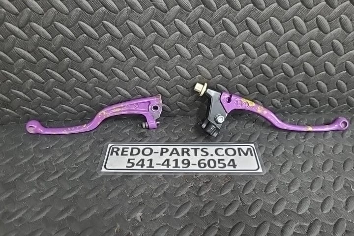 Factory OEM Modified Brake and Clutch Levers, Set of 2, Painted Purple w/ Splatter *USED*