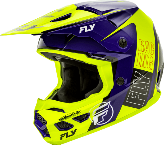 FLY Racing Kinetic Rally Helmet Hi-Vis Yellow/Blue/Black *NEW*