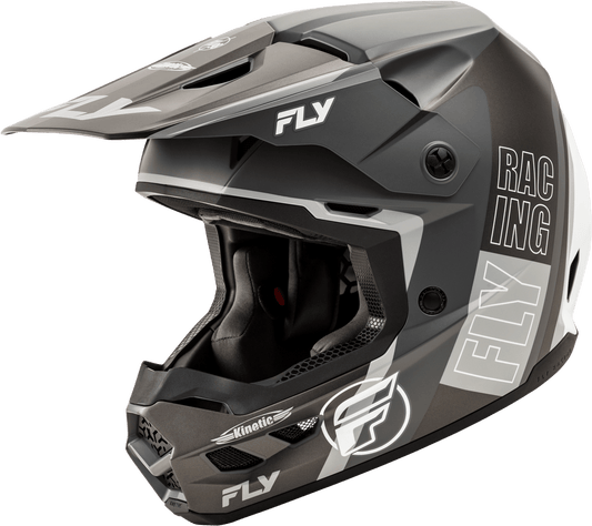 FLY Racing Kinetic Rally Helmet, Matte Gray/Black/White *NEW*