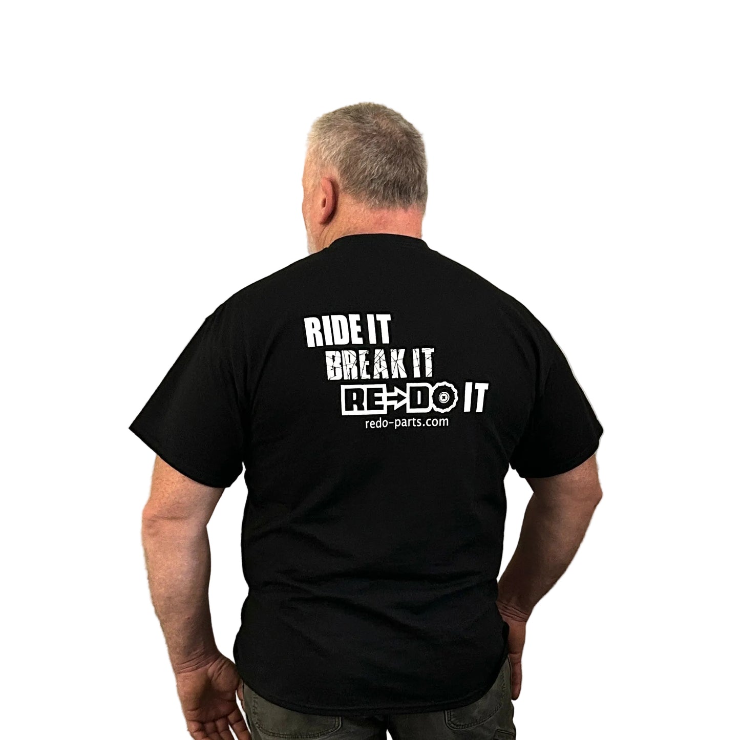 Men's Black SS Tee, Red & White Logo *NEW*