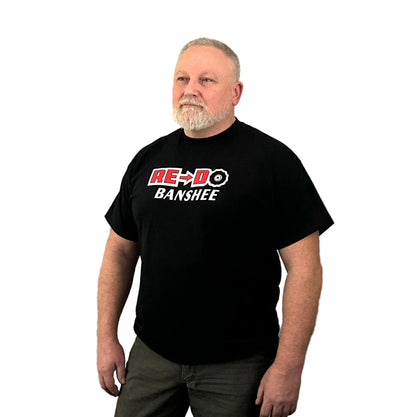 Men's Black SS Tee, Red & White Logo *NEW*