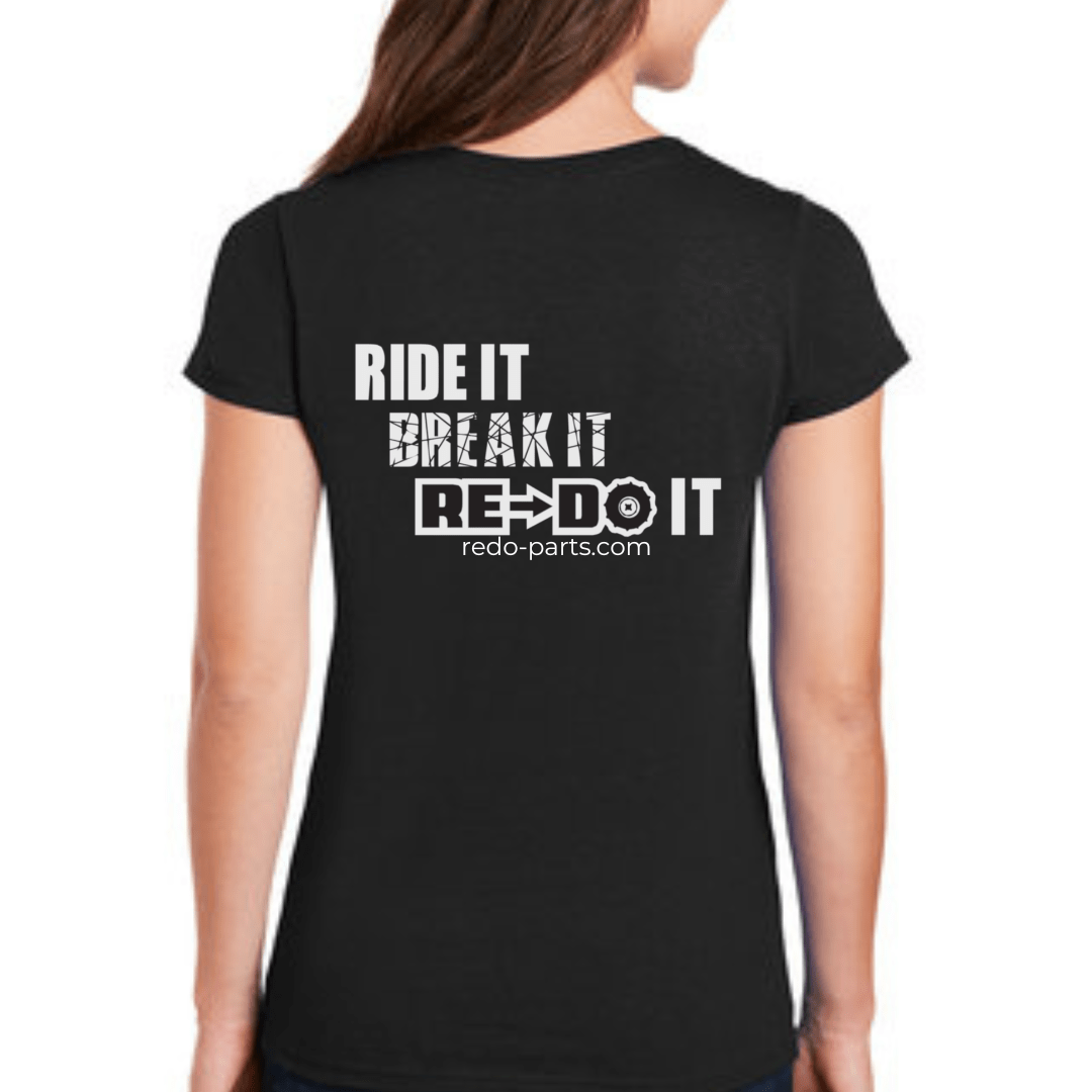 Women's Black SS Tee, Blue & White Logo *NEW*