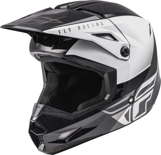 FLY Racing Youth Kinetic Straight Edge Helmet Black / White YL *NEW*