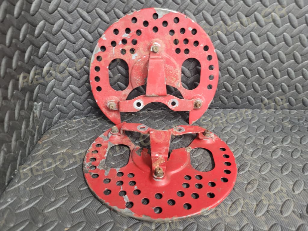 Factory OEM J-Arm Brake Shield w/ Bracket Painted Red *USED* Parts - Used
