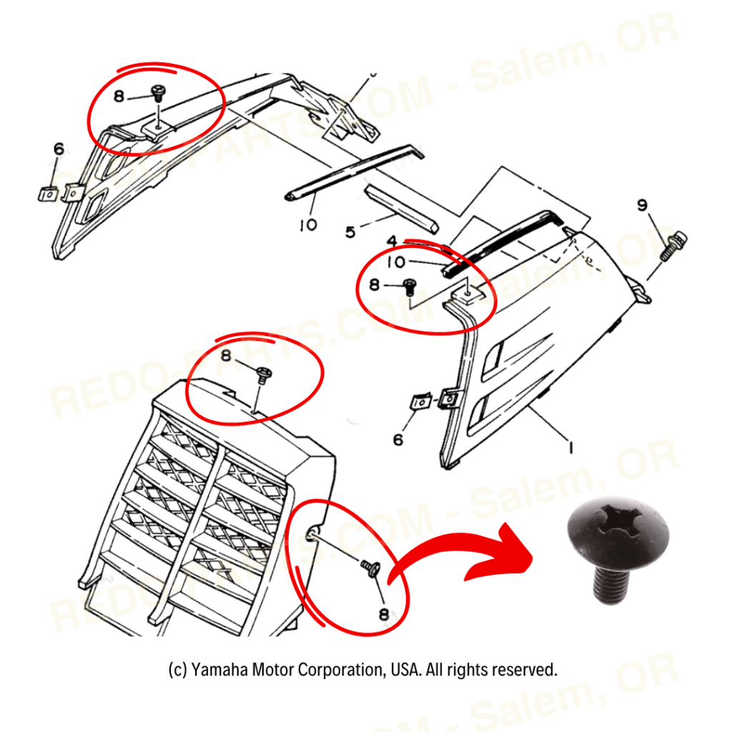 Factory OEM Radiator and Tank Cover Bolt 1 pc *NEW* Parts - New