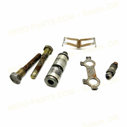 Factory OEM Rear Brake Caliper Guide Pin Brake Pad Pins Bleeder Rattle Shim Fold Over Lock Stock Photo *USED* Parts