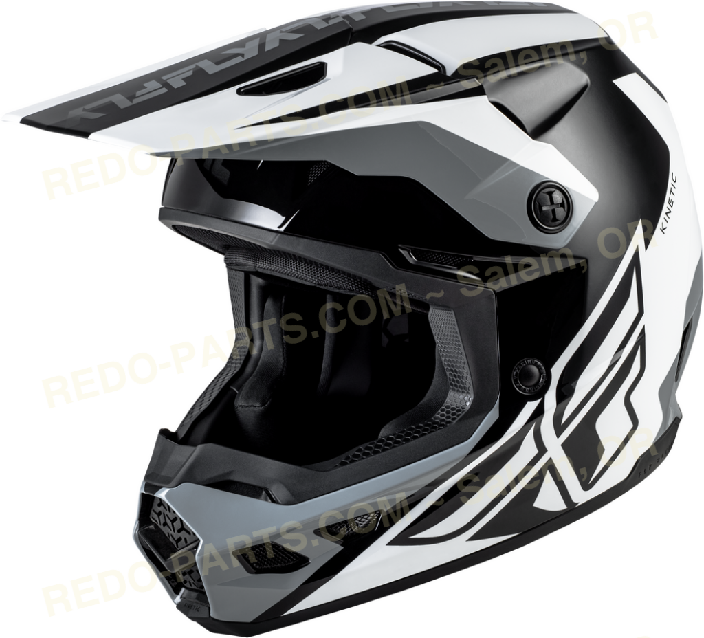 FLY Racing Kinetic Crest Helmet Black/White/Grey *NEW* Riding Gear