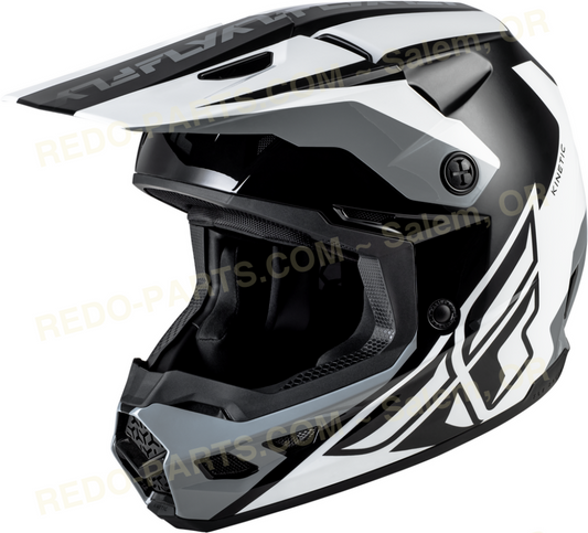 FLY Racing Kinetic Crest Helmet Black/White/Grey *NEW* Riding Gear