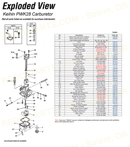 Keihin PWK Carb Pilot Slow Jets #35-80 *NEW* Parts - New