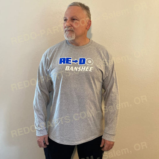 Men’s Sport Gray LS Tee Blue & White Logo *NEW* Swag
