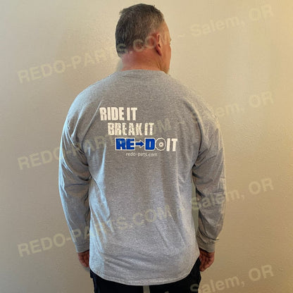 Men’s Sport Gray LS Tee Blue & White Logo *NEW* Swag