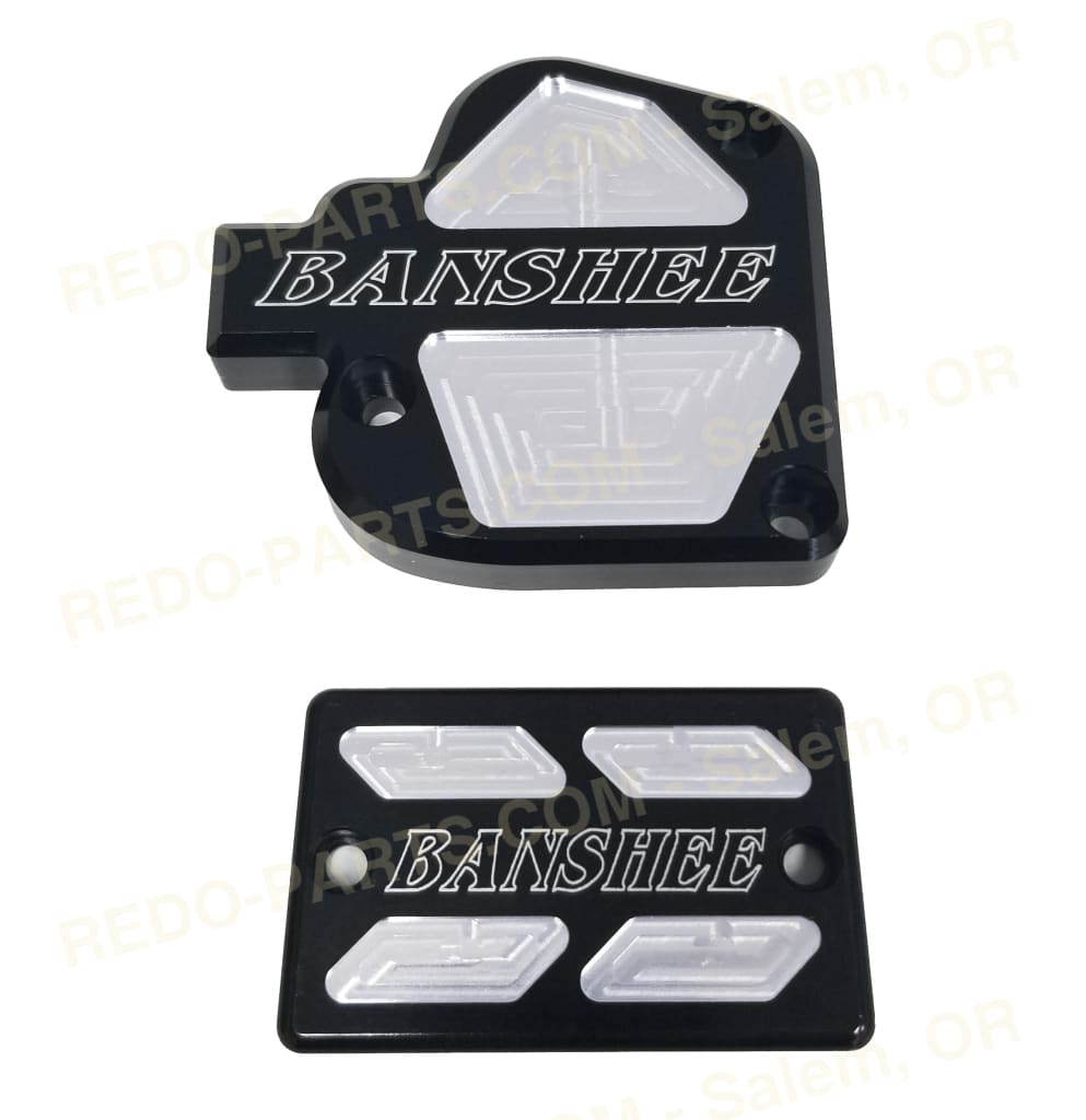Modquad Throttle and Brake Cover Set Billet Aluminum Black Anodized with ’BANSHEE’ *NEW* Parts - New
