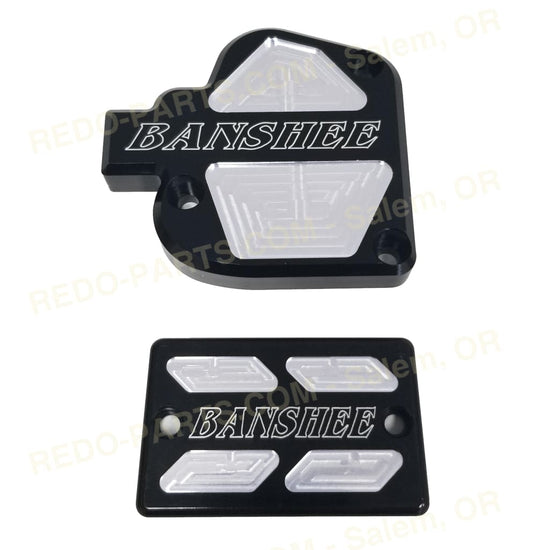 Modquad Throttle and Brake Cover Set Billet Aluminum Black Anodized with ’BANSHEE’ *NEW* Parts - New