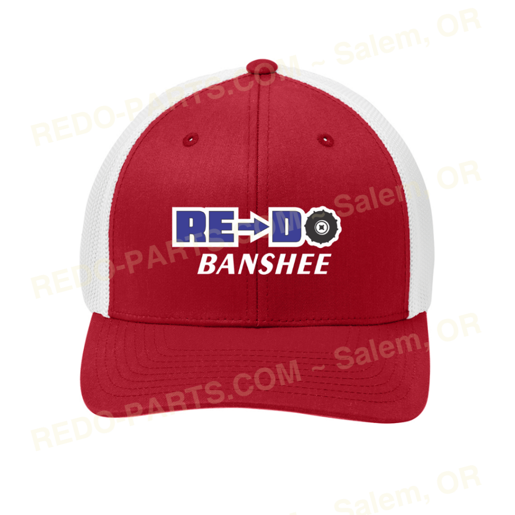 Re-Do Logo Trucker Flexfit Hat Blue White Logo Red with White Mesh *NEW* Swag
