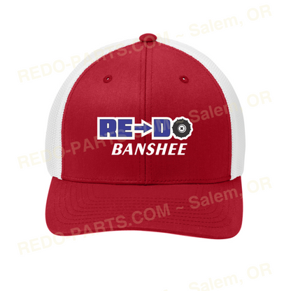 Re-Do Logo Trucker Flexfit Hat Blue White Logo Red with White Mesh *NEW* Swag