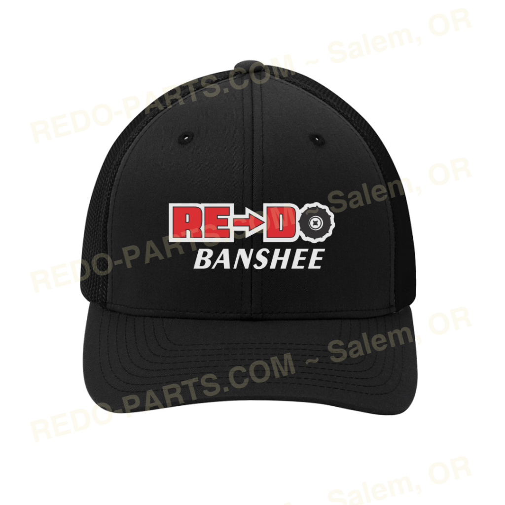 Re-Do Logo Trucker Flexfit Hat Red White Logo Black Hat *NEW* SM - MD Swag