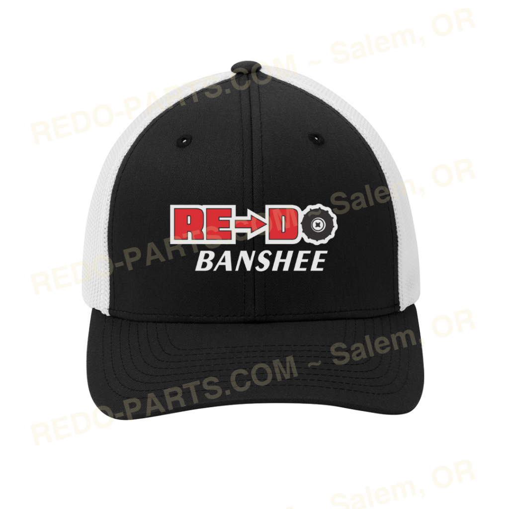 Re-Do Logo Trucker Flexfit Hat Red White Logo Black with White Mesh *NEW* Swag