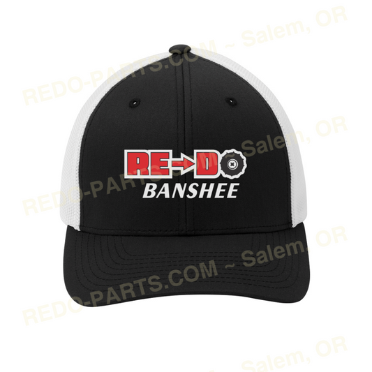 Re-Do Logo Trucker Flexfit Hat Red White Logo Black with White Mesh *NEW* Swag