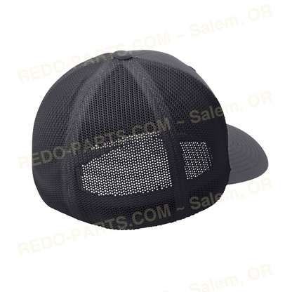 Re-Do Logo Trucker Flexfit Hat Red White Logo Graphite Gray Hat *NEW* Swag