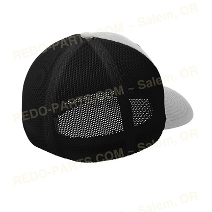 Re-Do Logo Trucker Flexfit Hat Red White Logo Silver with Black Mesh *NEW* Swag