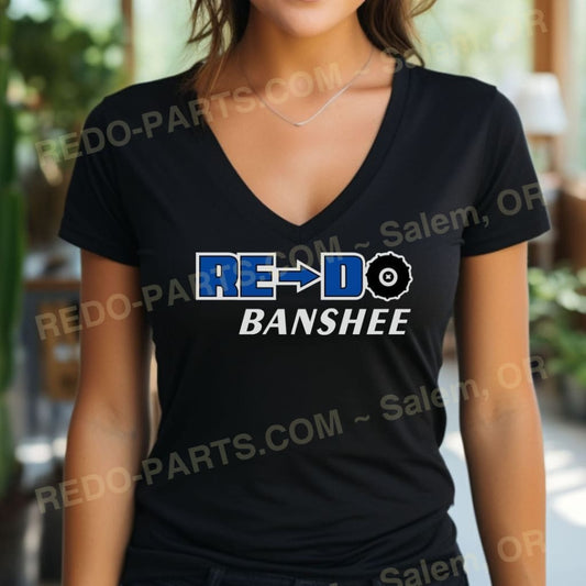 Women’s Black SS Tee Blue & White Logo *NEW* Swag